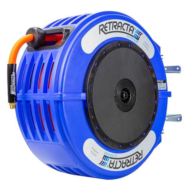Thermoplastic Heavy Duty Hose Reel Air Water Service 1/2 inch x 65 ft Blue Case